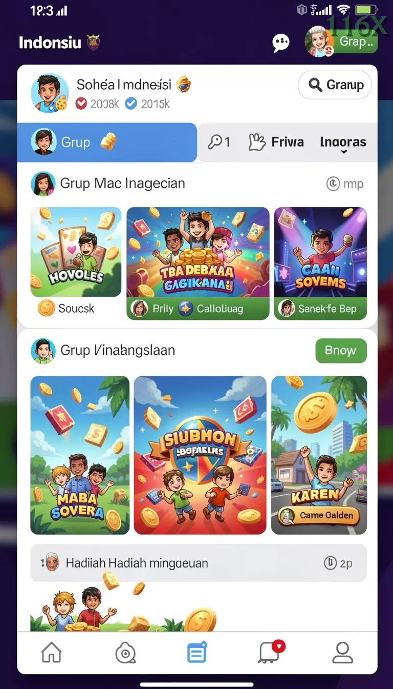 Cuplikan layar HIGGS777 — menu navigasi